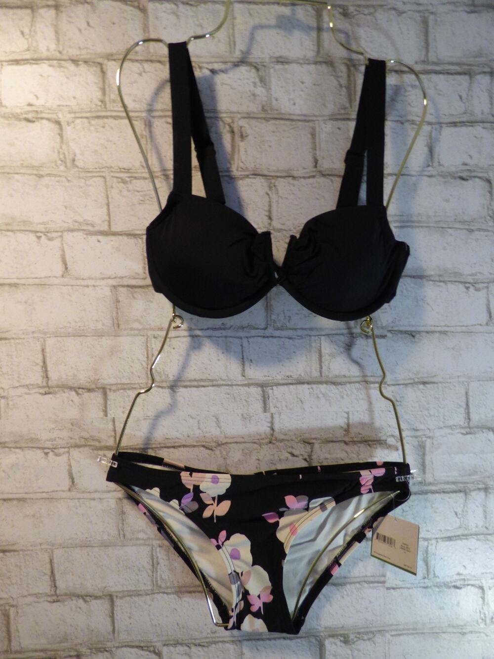 Carmen Marc Valvo Black Top Kate Spade Posey Grove Bikini XS NEW